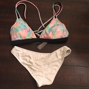 PINK swim suit white bottom only!! XS